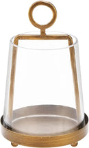 6" Wide Modern Farmhouse Metal Hurricane Candle Holder with Handmade Sturdy Glass Sleeve in Antique Brass for Pillar Candle & Plants, Hurricane Lantern, Industrial, Minimalistic (1, Brass, 6"x10") by CozyNest Decor