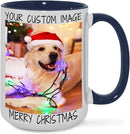 Ship Next Day Custom Mug Design Your Own Photo Text Personalized Picture Gifts for Women Men Customized Gifts Idea Personalized Coffee Mugs 15oz Dark Blue Handle by TinyTreasures Baby Boutique