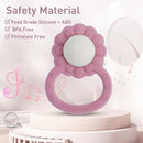 Rattle Teether, Lion Shape Montessori Baby Sensory Teething Toys, Food Grade Silicone BPA Free, Newborn Essentials Must Haves (Shifting Sand Dusty Lilac) by TinyTreasures Baby Boutique