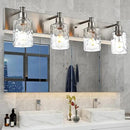 BONLICHT 4-Light Bathroom Vanity Light Fixture Brushed Nickel Industrial Wall Sconce Lighting with Hammered Glass Shade for Living Room Bedroom Hallway Porch Workshop Dressing Table by CozyNest Decor