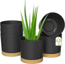 ZMTECH Plant Pots, Set of 6 6.5'' Self Watering Plastic Planter with Drainage Hole and Saucer,Modern Decorative Flower Pot for Indoor Outdoor House Plants, Succulents, Flowers - Dark Gray by GreenHaven Gardens