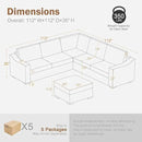 112" Modular Sectional Sofa, Large 7 Seater L Shaped Couch with Detachable Sofa Cover, Movable Ottoman, Deep Seat Corner Couch for Living Room, Apartment - Linen Fabric, Ivory by CozyNest Decor