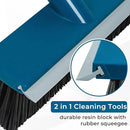 Stiff Bristle Deck Brushes for Scrubbing Heavy Duty with Rubber Scrape Squeegee, 55” Long Handle Scrub Brush for Bathroom Shower Carpet Outdoor Floor Cleaning (Head Size: 10.8”) by CozyNest Decor