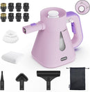 Steam Cleaner Handheld: 1200W Fast 10-Sec Heat-Up-750mL (25oz) Tank-No Cooling-Refill Anytime-Lockable Steam Trigger-14-Piece Kit Hand Held Steamer for Home Car Grout Tile Cleaning Pink by TinyTreasures Baby Boutique