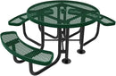 Heavy-Duty Portable Outdoor Picnic Table with Umbrella Hole, Expanded Metal Patio Dining Furniture Made in America (46" Round Top, Green) by GreenHaven Gardens