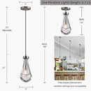 Modern Raindrop Pendant Lights, Kitchen Island Pendant Lights, Nickel Colored Brass Base Dining Room Light Fixture, and Interior Chandelier in The Living Room Hallway, Including The Bulb by CozyNest Decor