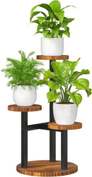 Bamworld 3 Tier Plant Stand Indoor Small Plant Shelf Outdoor Metal Tall Flower Holder Table Support Rack Garden Accessories for Plant Lovers(Brown) by GreenHaven Gardens