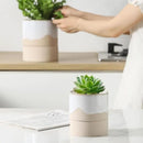 Nihow Self Watering Plant Pot for Indoor Plants: 4.5+6 Inch Ceramic Planter with Drainage Hole & Water Storage Plus - Cylinder Flower Pot with Wick for Herbs -White & Nature by CozyNest Decor