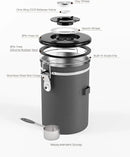 HAIOOU Large Coffee Canister, 38OZ Oversized Stainless Steel Coffee Bean Storage Container with Date Tracker, Measuring Scoop, CO2 Releasing Valves for Beans, Grounds and more - Gray by CozyNest Decor