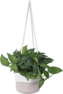 Hanging Planter Basket Jute Rope Woven Plant Hangers Indoor Hanging Plant Holder Up to 7" Pot Macrame Modern Storage Organizer Home Decor (White & Brown) by GreenHaven Gardens