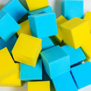 Foam Pit Cubes, 24 PCS 5 Inches Gymnastics Foam Blocks Trampoline Blocks, Multi-Sport Protective Padding for Freerunning, Trampoline, Parkour, Skate Parks & BMX - Blue & Yellow by TinyTreasures Baby Boutique