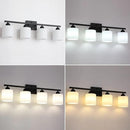 Milk Glass Vanity Lights for Bathroom, 4 Light Matte Black Bathroom Light Fixtures Over Mirror, Ceramic E26 Sockets Wall Mounted by CozyNest Decor