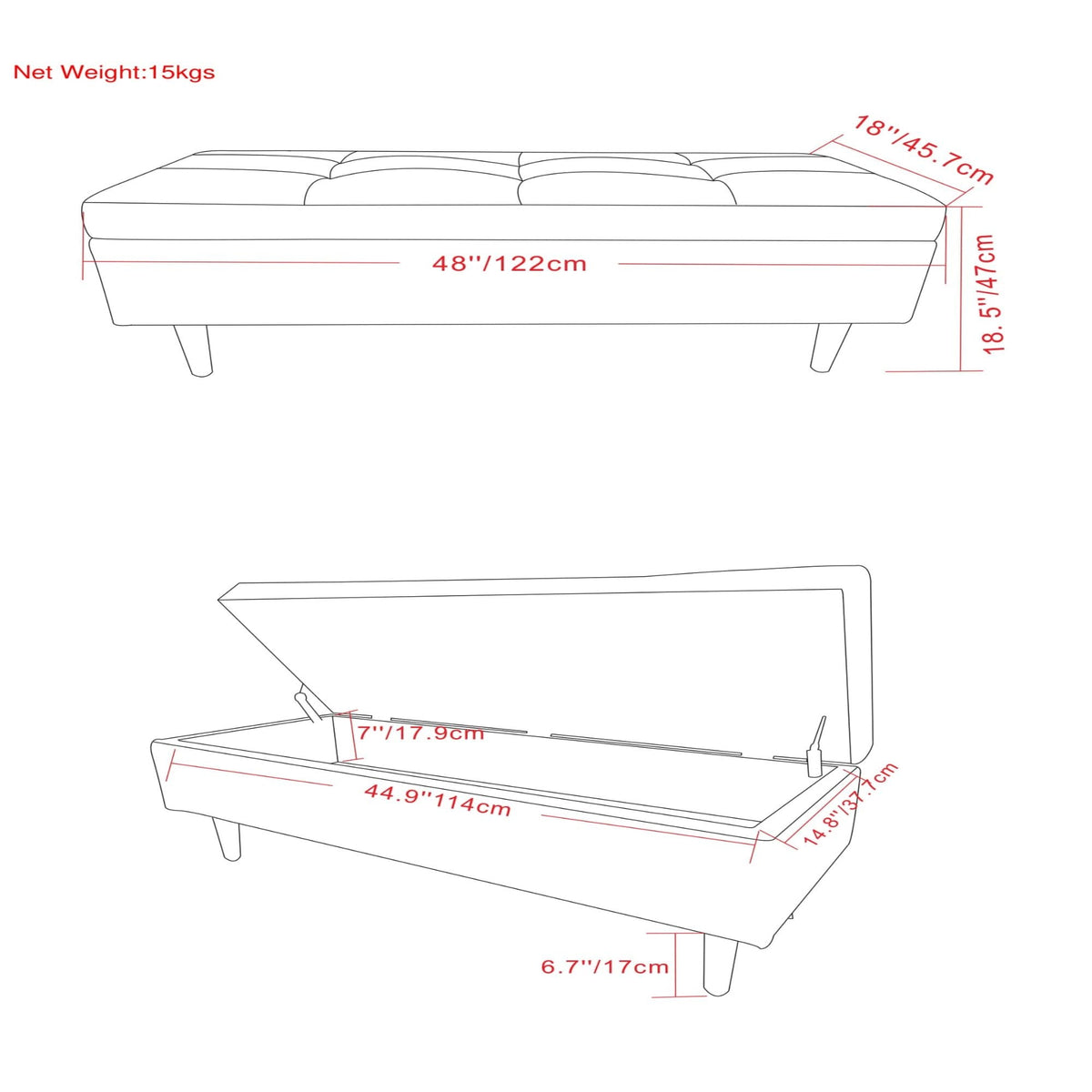 Shay - Large Square Coffee Table Storage Ottoman Mid-Century Style, photo 36 of 40