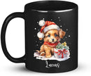 Personalized Name Christmas Puppy Cup - Novelty Coffee Mug 11oz 15oz, Customized Santa Hat Design, Custom Pet Owner Black Ceramic Cup, Gift for Christmas, Puppy Lover by CozyNest Decor