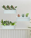vensovo Metal Wall Hanging Planter Boxes – 12" Rectangle Flower Pots, 3 Pack with Drainage, Durable Galvanized Finish for Indoor Outdoor Balcony Fence Windowsill, White by CozyNest Decor