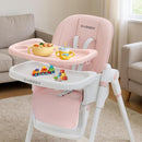 3-in-1 Foldable High Chair for Babies & Toddlers – Adjustable Height, Reclining Seat, 5-Point Safety Harness, Removable Tray, Lockable Wheels, Washable Cushion – Portable & Easy Clean, Pink by TinyTreasures Baby Boutique