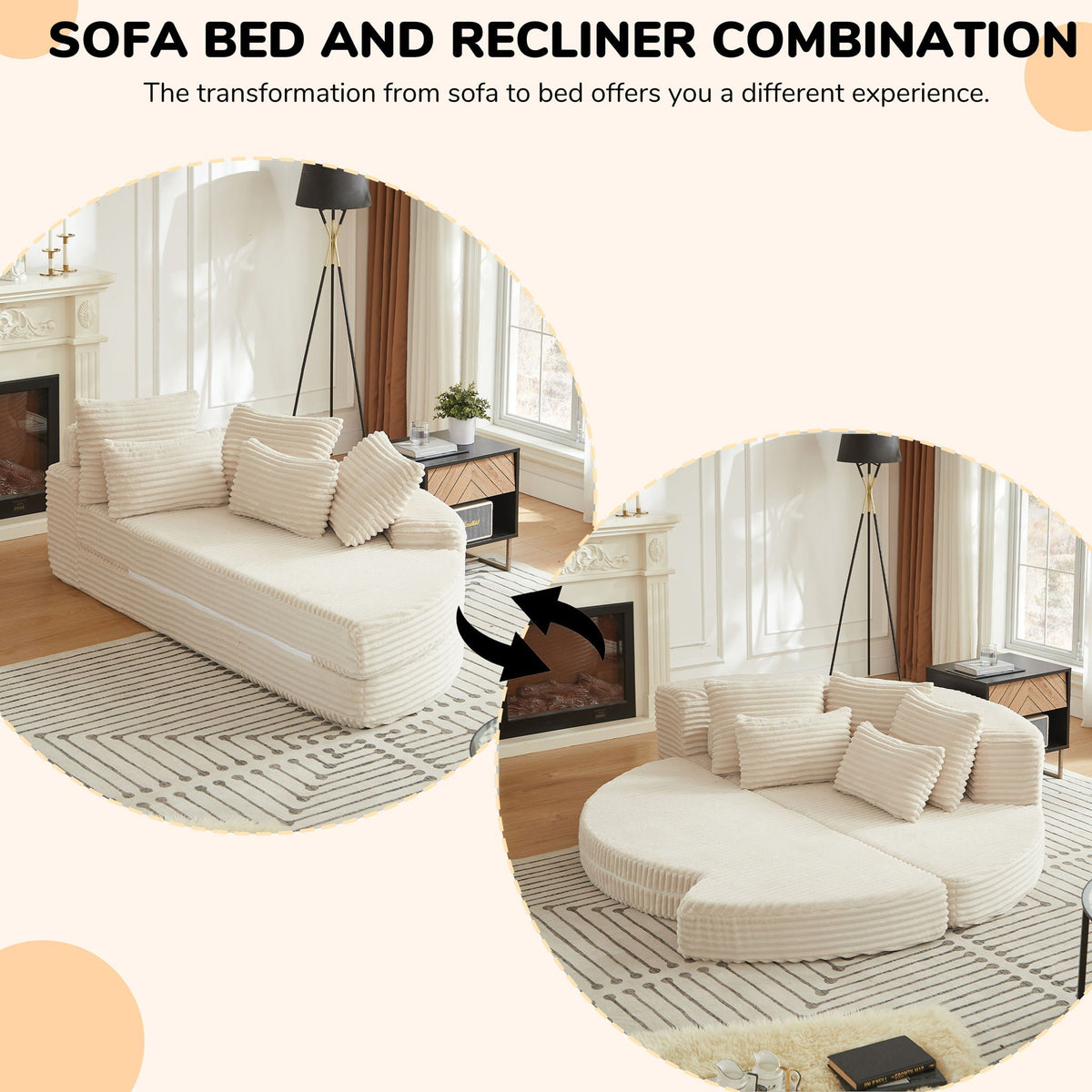 Semi Circular 2 In 1 Sofa Bed With Neck Pillow, photo 18 of 40