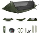 ETROL Camping Hammock with Mosquito Net,3 in 1 Function Parachute Portable Hammock,Double & Single Hammocks Tent for Travel Outdoor Indoor Hiking Patio - with Tree Straps,Carabiners,Aluminium Poles by GreenHaven Gardens