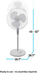 Comfort Zone 18-Inch Oscillating Pedestal Fan with Remote Control, 3-Speed Standing Fan with Adjustable Height (45–52”), Tilt, 4-Hour Timer & Auto Shutoff – Quiet Bedroom Fan, White by CozyNest Decor