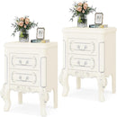 Carved Nightstand With 2 Drawers, Bedside Table - White by HouseOfZazla