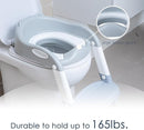 Potty Training Toilet Chair Seat with Step Stool Ladder for Kids and Toddler Boys Girls - Foldable Height Adjustable Children Toilet Training Seat with Safe Handles & Anti-Slip Pads, White-Grey by TinyTreasures Baby Boutique