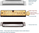 Randon Silver Harmonica Key of C, 10 Holes Diatonic Harmonicas for Adults/Kids/Beginners, Blues Harmonica as Gift, with Case, Clean Cloth and Manual by TinyTreasures Baby Boutique