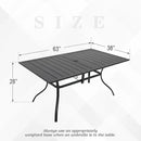 Outdoor Patio Table for 6 Person, Patio Dining Rectangle Table with 1.57" Umbrella Hole for Garden Lawn Backyard Parties, Black Metal Frame 63" L x 38" W x 28" H by GreenHaven Gardens