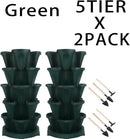 Vertical Planter 5 Tier Stackable Planters Garden Planters Strawberry Herb Flower and Vegetable Planter Indoor Outdoor Gardening Pots with Removable Wheels and Tools 2-Pack by GreenHaven Gardens