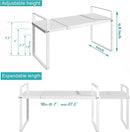 iPEGTOP Expandable Cabinet Storage Shelf Organizer Rack, Heavy Duty Cupboard Stand Spice Rack Adjustable Height Garage Pantry Shelf Space Riser for Counter Kitchen Organization, White, 1 Pack by CozyNest Decor