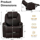 AHMED Power Recliner Chair with Vibration Massage & Heat for Adults, Faux Leather Home Theater Seating with Cup Holders/LED Lights/USB Ports/Side Pockets for Living Room, Brown by CozyNest Decor