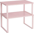 SONGMICS Cabinet Organizer Shelf, Set of 2 Kitchen Counter Shelves, Kitchen Storage, Spice Rack, Stackable, Expandable, Metal and Engineered Wood, Jelly Pink UKCS020S01 by CozyNest Decor