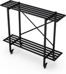Zhongma 2 Tier Metal Sturdy Narrow Plant Stand with Wheels, Plant Stand Indoor and Outdoor, L35.43 x W10.3 x H29.9 inch, 440 LBS Capacity & Heavy Duty Construction. by GreenHaven Gardens
