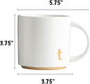 COLLECTIVE HOME - Monogram Ceramic Mugs, 15 oz Golden Initial Coffee Cups, Elegant Alphabet Tea Mugs, Elegant Personalized Mug with Gift Box, Luxurious Cups for Office and Home (t) by CozyNest Decor