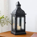 TRIROCKS Rustic Style Metal Candle Lantern 13'' High Decorative Outdoor Lantern Candle Holder with Tempered Glass for Christmas Living Room Garden Patio Parties Indoors Outdoors (Black) by CozyNest Decor
