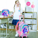 gxtvo Girls Rolling Backpack, Cute Unicorn Roller Wheels Kids Bookbag - Wheeled Elementary School Bag - 3PCS Unicorn by TinyTreasures Baby Boutique