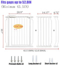 Extra Wide Baby Gate 48-53 Inch, Tension Mounted No Drilling, Pressure Mounted Indoor Safety Gate for Stairs & Doorways - Metal Design for Kids and Pets, White by TinyTreasures Baby Boutique