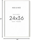 HAUS AND HUES 24 x 36 Poster Frame - Set of 1 24x36 White Poster Frame, Wooden Picture Frames, 24x36 Poster Frame White Poster Frames 24x36, Poster Frame 24x36 Frame White Frame (White Oak Frame) by CozyNest Decor