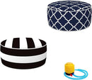 2 Pcs Outdoor Pouf, D21”x H9” Waterproof Outdoor Inflatable Ottoman with Foot Pump, Portable Patio Pouf for Garden Camping or Home Use by CozyNest Decor
