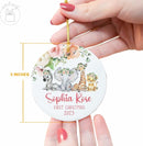 Unifury Personalized Baby First Christmas Ornament 2024, Keepsake for Babies First Christmas Tree, Holiday Decor for Celebrating Ceramic Babys 1st Christmas Ornament 2024, Safari Animal Floral by TinyTreasures Baby Boutique