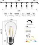 Svater 48 FT Outdoor String Lights 2W, Commercial Grade Patio Light with 15 pc Edison Shatterproof Bulbs, IP65 Waterproof LED Hanging Lighting for Bistro Cafe Market Outside Backyard, Warm White 2700K by GreenHaven Gardens