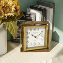 NIKKY HOME Rotating Table Clock, Non-Ticking Silent Battery Operated Decorative Mantel Desk Shelf Metal Clock for Home, Office, Living Room, Bed Room - Gold by CozyNest Decor