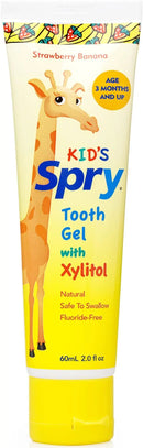 Spry Natural Xylitol Toothpaste for Baby, Toddler and Kids Age 3 Months and Up - Fluoride Free Tooth Gel, Tasty, Support Development of Emerging Teeth, Strawberry Banana 2 Fl Oz (Pack of 1) by CozyNest Decor