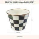 MACKENZIE-CHILDS Enamel Garden Pot, Planting Pot for Plants and Flowers, Small, Black-and-White Courtly Check by GreenHaven Gardens