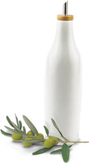 kitchentoolz Ceramic Olive Oil Dispenser Bottle - Vinegar EVOO Soy Sauce Holder - Minimalist White Kitchen Accessories - 16.9 oz Kitchen Oil Cruet Pour Bottle by CozyNest Decor