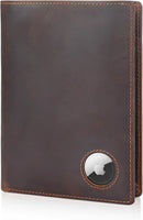 Polare Luxury RFID Blocking Leather Passport Holder Travel Wallet For Men and Women (Dark Brown with AirTag Slot) by TinyTreasures Baby Boutique