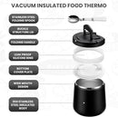 Soup Thermo for Hot Food 20oz Lunch Containers with Buckle Lid Wide Mouth Hot Food Jar Vacuum Insulated Stainless Steel Bento Box Leakproof with Spoon(Black) by TinyTreasures Baby Boutique