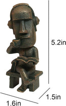 Moai Statue Decor - 6 Inch Easter Island Oranment Resin Stone Decoration for Room Accessories Antique Sculpture for Office Desktop (Read a Book) by CozyNest Decor