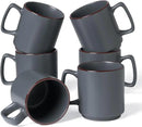 famiware Coffee Mugs Set of 6, Nebula 14oz Coffee Mugs, Ceramic Cup Set with Handle for Latte, Tea, Milk, Cappuccino, Cocoa, Charcoal by CozyNest Decor