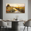 PHAOHUAXM Canvas Wall Art For Living Room Wall Decor For Bedroom Watercolour Painting Office Decoration Countryside Sunrise Scenery Wall Picture Printing Artwork Home Decor Wood Framed 24x48 In by CozyNest Decor