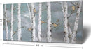 amatop Large Tree Wall Art Hand-Painted Landscape Forest Oil Painting Gallery Wrapped Framed Canvas Gold Bird Artwork 'White Birch at Night' for Living Room Bedroom Office Decor Teal White 48"x24" by CozyNest Decor